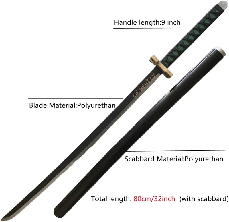 damdos Halloween Prop Anime Cosplay Sword, 32" Demo Fantasy Tokitou Muichiro Swords Tomioka Giyuu Kamado Tanjirou Swords Xmas Birthday Gifts (Tokitou Muichiro) - Image 2