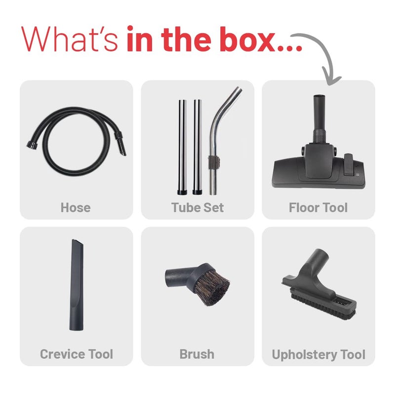 Henry HVR 160-11 Bagged Cylinder Vacuum, 620 W, 6 Litres, Red and Black - Image 2