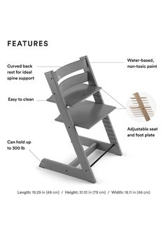 STOKKE Tripp Trapp Chair Storm Grey + Baby Set Storm Grey + Harness Beige  - Image 4