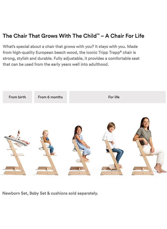 ستوك Tripp Trapp Chair Storm Grey + Baby Set Storm Grey + Harness Beige