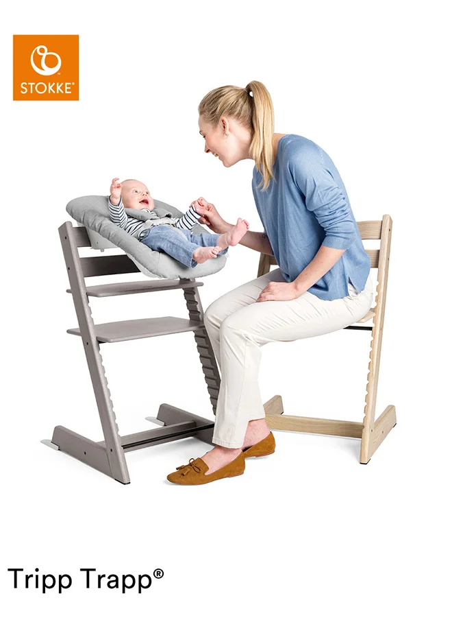 ستوك Tripp Trapp Chair Storm Grey + Baby Set Storm Grey + Harness Beige