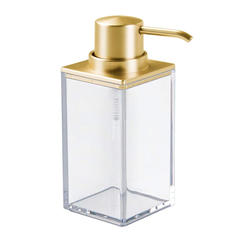 InterDesign Clarity Refillable Hand Soap Dispenser Pump Bottle - Rust Proof Lotion Dispenser Holds 10 oz for Kitchen, Bathroom, Sink, Vanity - Clear/Brushed Gold - Image 4