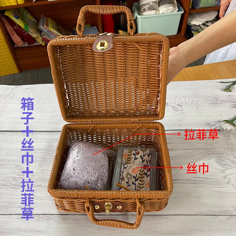 Rattan Portable Storage Box Silk Scarf Set Wedding Holiday Gift Packaging Box Wedding Accompaniment Gift Box Wholesale - Image 3