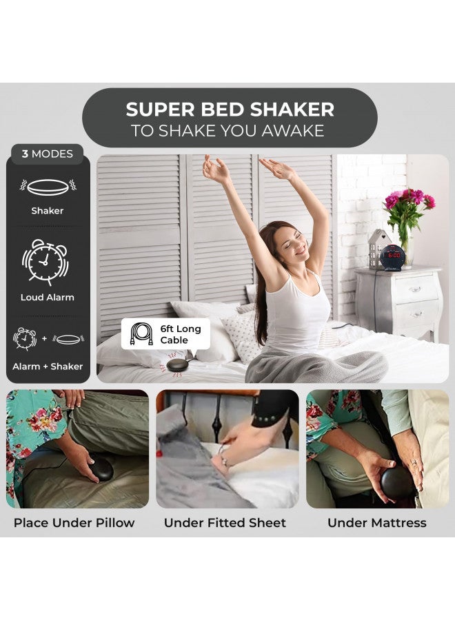 Sonic Alert Sonic Alert Small Digital Alarm Clock with Battery Backup, Snooze, Full Range Brightness Dimmer, Outlet Powered Compact Clock for Bedrooms, Desk, Bedside, Simple to Operate (Black)  - Image 4