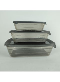 max plast Max Plast Plastic Fridge Container Set, 3 different sized containers with airtight lids  - Image 2