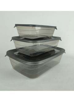 max plast Max Plast Plastic Fridge Container Set, 3 different sized containers with airtight lids  - Image 1