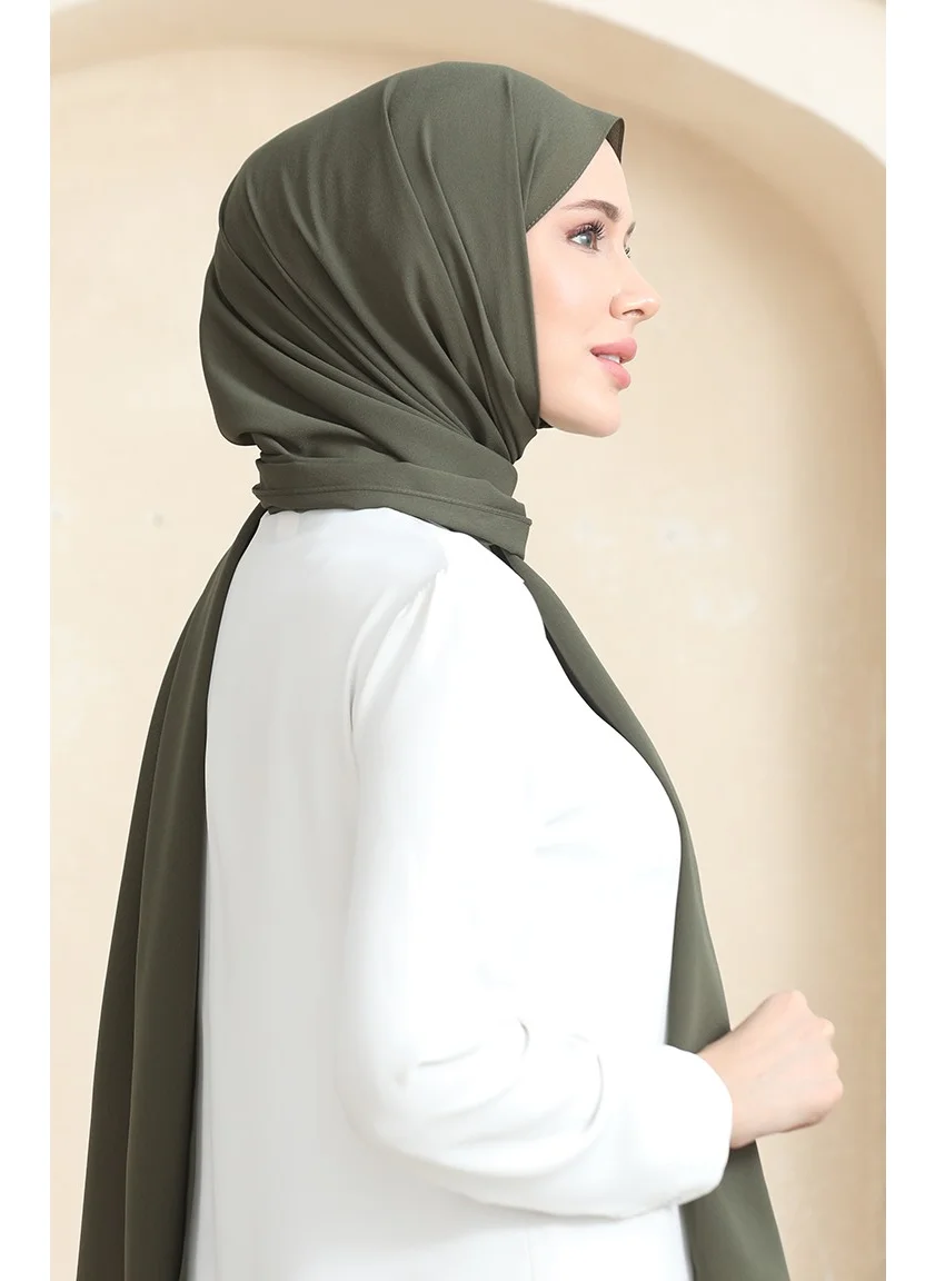 Sefa Merve Crepe Plain Shawl 81077-02 Khaki