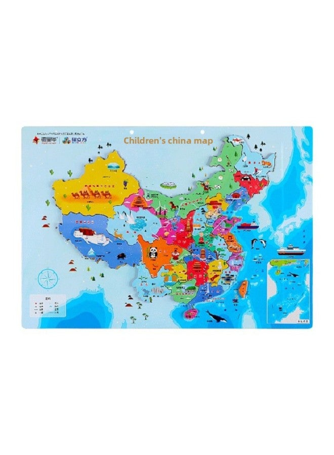 Customizable Map Of China Jigsaw Puzzle Geographical Cognition Administrative Area Magnetic World Primary School Junior High School Textbook Benchmarking Can Be Hung-Color:Large People Teach China (Green Thickened Edge + Administrative Region Map) - Image 4