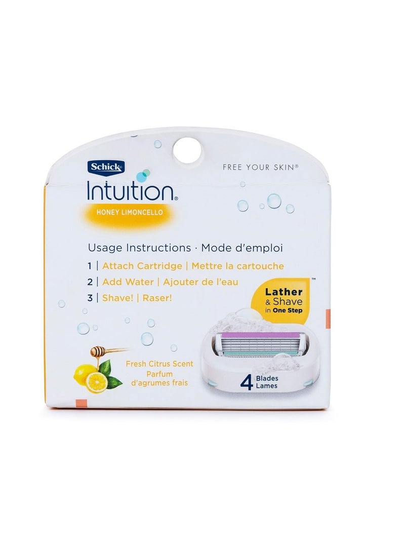 Intuition Schick Intuition - Lather & Shave In One Stop - Honey Limoncello, Fresh Citrus Scent - Women's Razor Blade Refills - 6 Cartridges  - Image 2