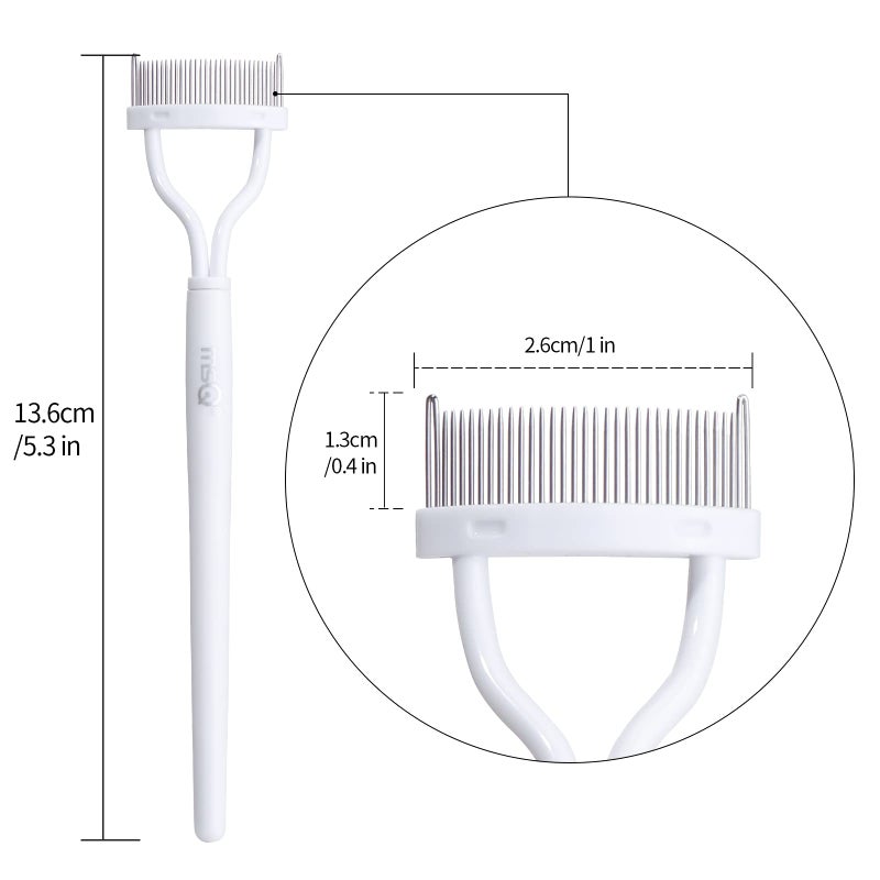 MSQ Eyelash Comb MSQ Eyelash Separator Mascara Applicator Eyelash Definer With Comb Cover Arc Designed Cosmetic Brushes Tool White (1PCS) - Image 5