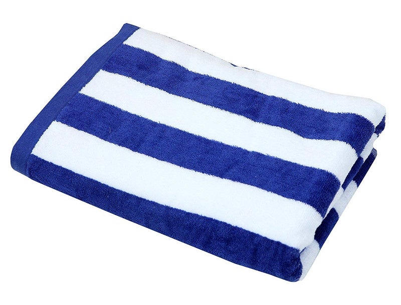 Sanjeev Textiles Cotton Towel 450 GSM White Blue - Image 1