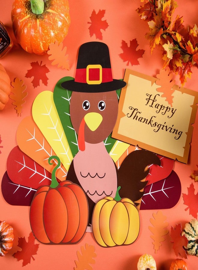 FOBSME 33 Pieces Turkey Bulletin Board Decoration Set DIY Thanksgiving Turkey Crafts Kits Paper Thanksgiving Crafts Cutouts for Fall Autumn Harvest Party Decoration School Activities(31.6 Inch Tall) - Image 3