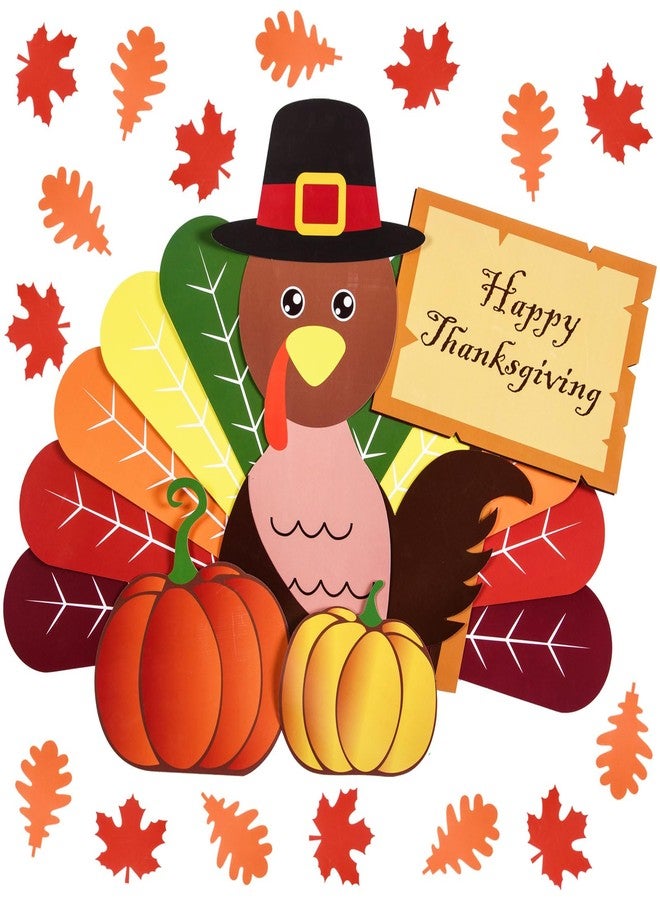 FOBSME 33 Pieces Turkey Bulletin Board Decoration Set DIY Thanksgiving Turkey Crafts Kits Paper Thanksgiving Crafts Cutouts for Fall Autumn Harvest Party Decoration School Activities(31.6 Inch Tall) - Image 1