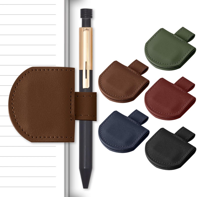 SESENSE Magnetic Pen Holder for Notebook - 5 Pcs Leather Magnetic Bookmarks Holder for Reading Women, Book Lover Gifts for Bookish, Standard Size - Image 1