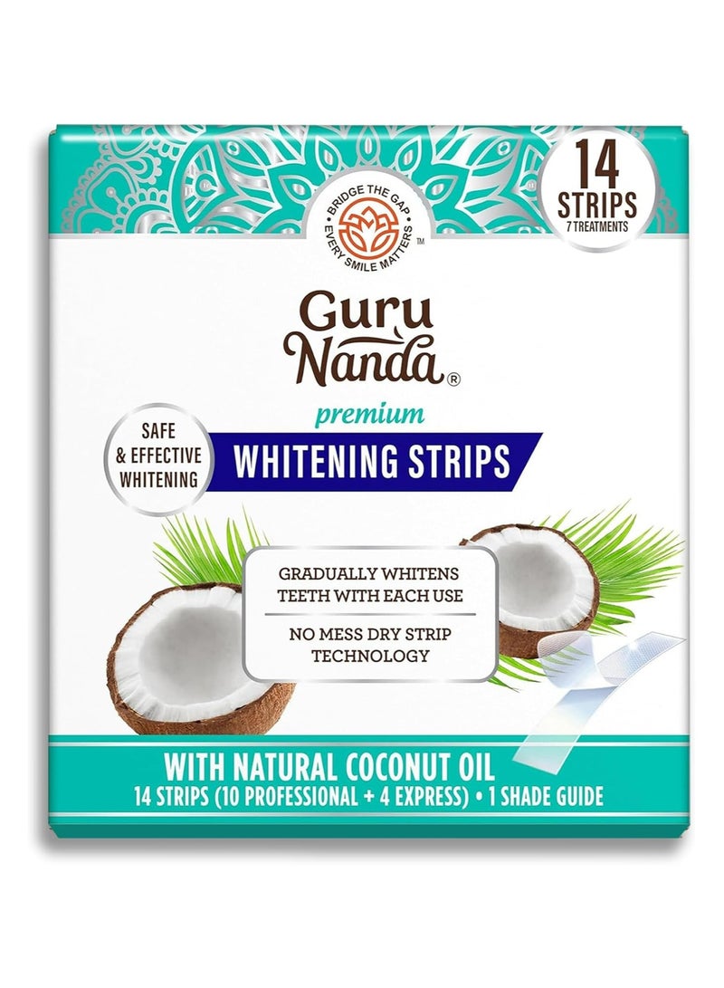 جوراناندا شرائط تبييض الأسنان GuruNanda - علاج لمدة 7 أيام بتقنية الشرائط الجافة غير المنزلقة - تبييض مصمم بعناية من أجل ابتسامة أكثر إشراقًا