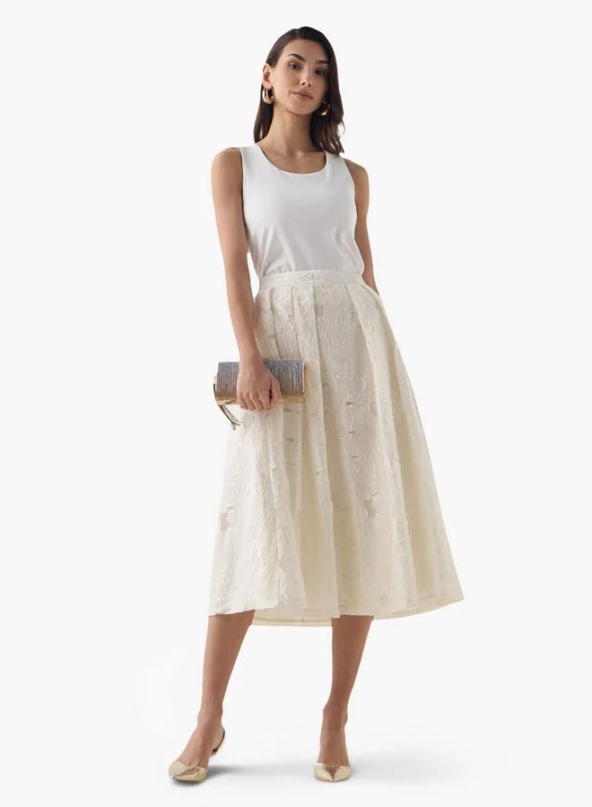 Iconic Iconic Laced A-line Skirt with Pleat Detail