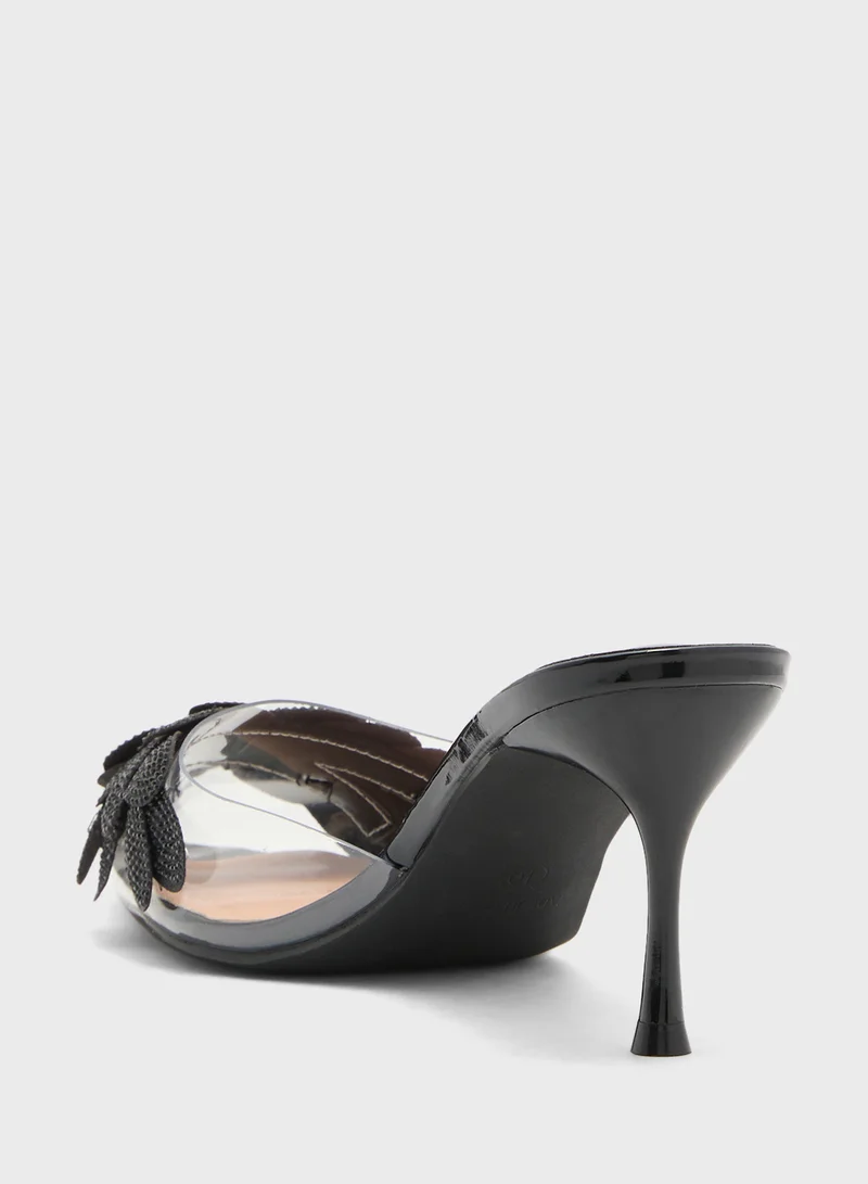 Ella Limited Edition Diamante Clear Floral Mid Heel Pump