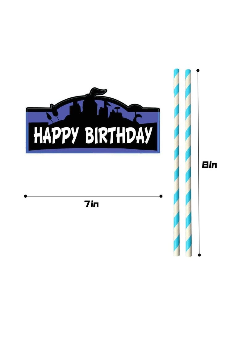 Excefore - Video Game Happy Birthday Cake Topper - 7 inch Birthday Cake Topper and Video Game Party Supplies - Image 1