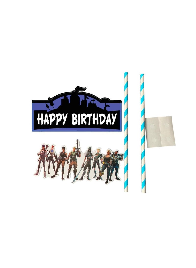 Excefore - Video Game Happy Birthday Cake Topper - 7 inch Birthday Cake Topper and Video Game Party Supplies - Image 1