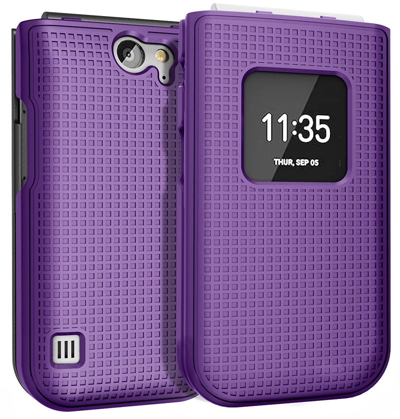 Nakedcellphone غطاء هاتف نيكيدسيلفون لهاتف نوكيا 2720 V القابل للطي، [أرجواني] غطاء صلب واقي قابل للتثبيت [نقش شبكي] لشركة فيرايزون TA-1295، 2720V - Image 1