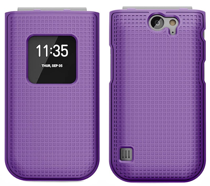 Nakedcellphone غطاء هاتف نيكيدسيلفون لهاتف نوكيا 2720 V القابل للطي، [أرجواني] غطاء صلب واقي قابل للتثبيت [نقش شبكي] لشركة فيرايزون TA-1295، 2720V - Image 2