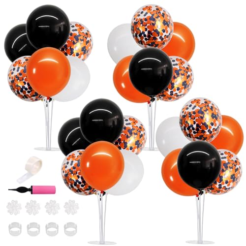 TONIFUL 4 Set Halloween Balloons Black Orange Confetti White Balloon Stand Centerpiece Table Decorations for HalloweenCelebration Party BarAnniversaryGraduation Decoration 2026 - Image 1