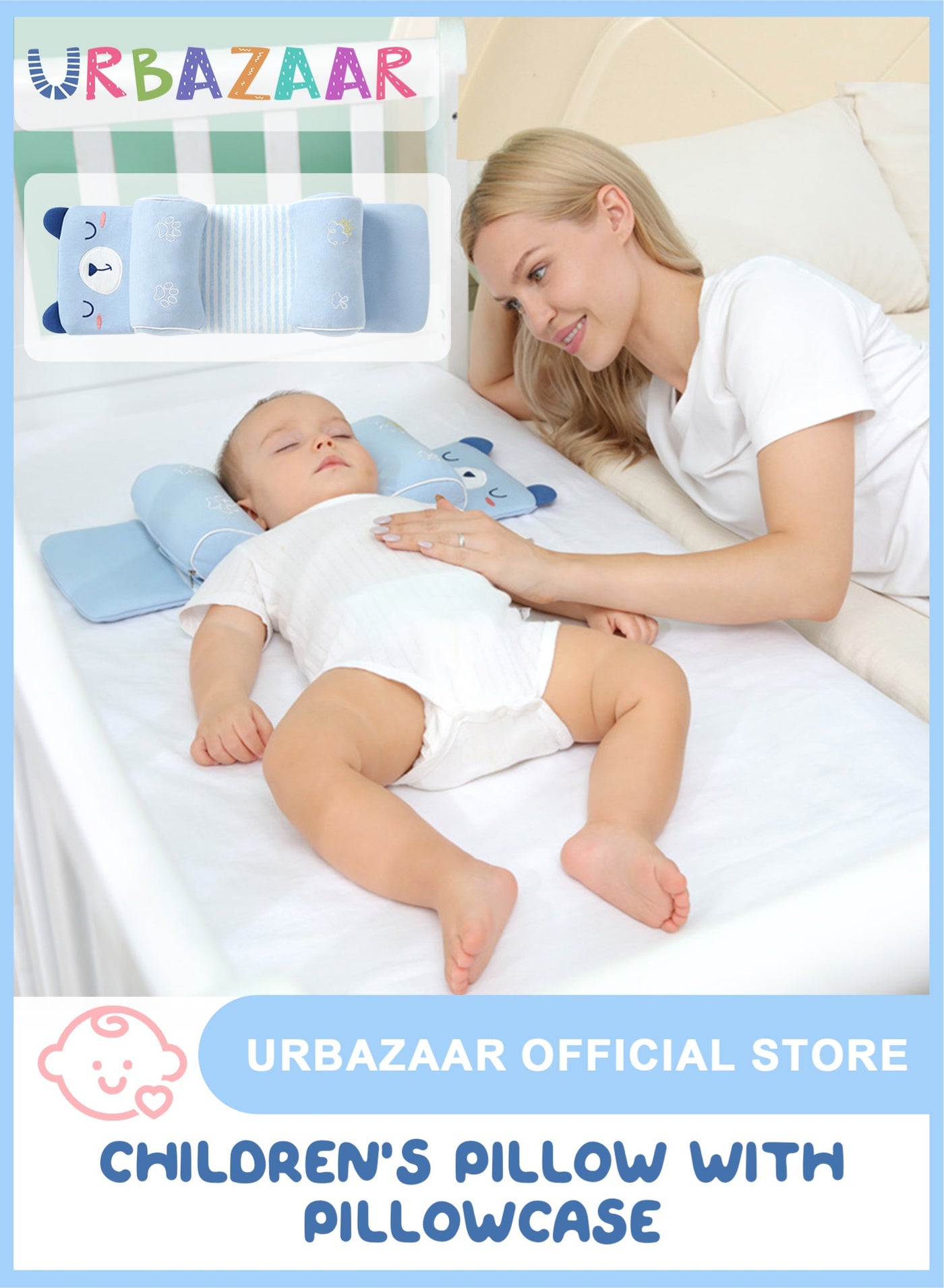 Baby Head Shaping Pillow, Newborn Pillow to Prevent Flat Head, Baby Head Pillow,Flat Head Baby Pillow, Baby Sleeping Pillow, Baby Pillows for Sleeping for 0-3 Years