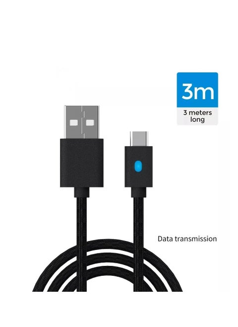 TY-0803B 3M Type-C USB Cord Indicator Light Data Transmission Line For Sony PS5 Gamepad Charging Cable