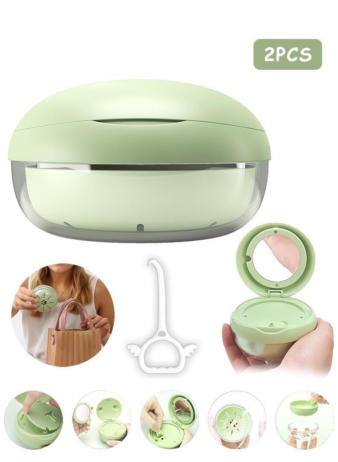 Arabest Portable Retainer Case for Cleaning with mirror- No-Leak Dustproof Dental Braces Storage with Retainer Removal Tool (Green) - Image 1