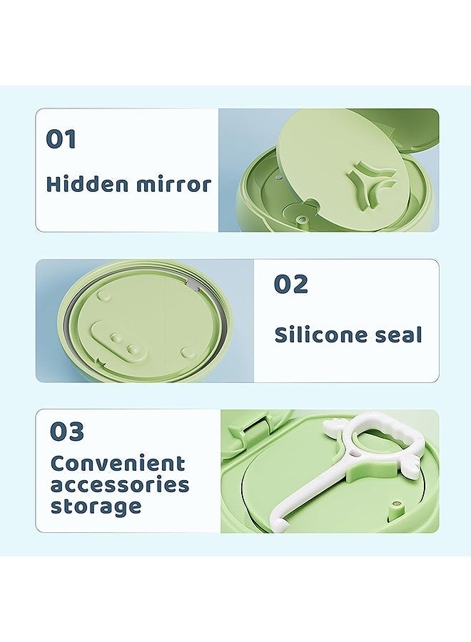 Arabest Portable Retainer Case for Cleaning with mirror- No-Leak Dustproof Dental Braces Storage with Retainer Removal Tool (Green) - Image 4