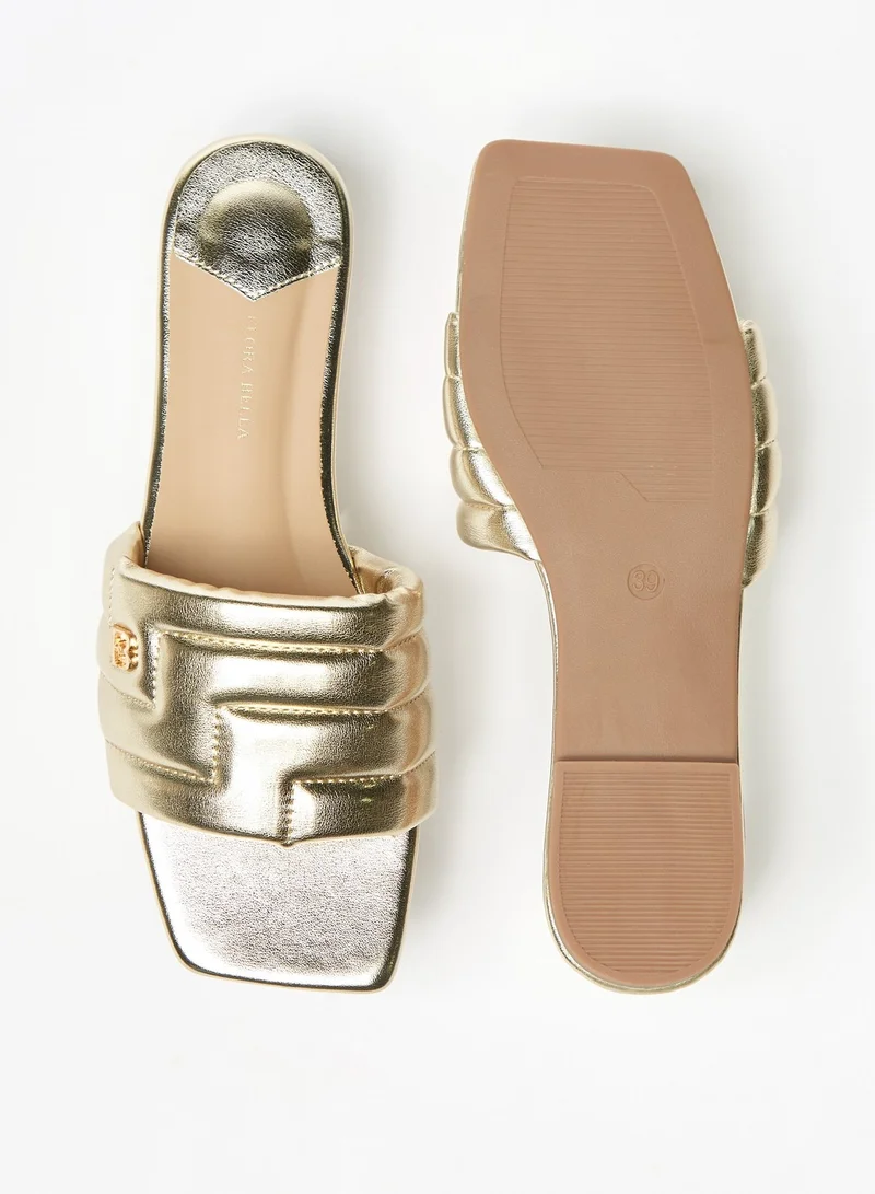 Flora Bella By Shoexpress Womens Quilted Slip-On Slide Sandals
