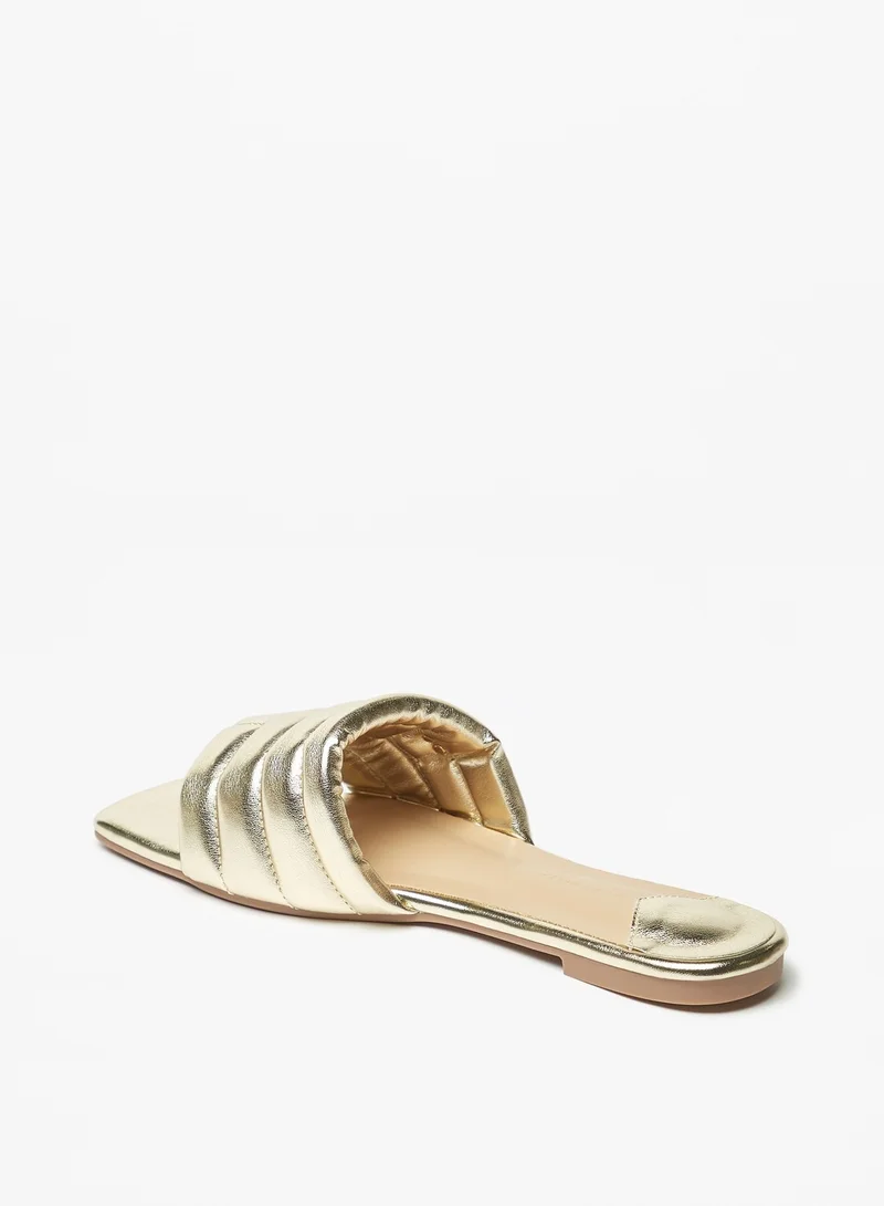 Flora Bella By Shoexpress Womens Quilted Slip-On Slide Sandals
