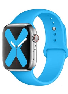Ten Tech Silicone Sport Band for Apple Watch Ultra/Ultra 2 49mm 45mm 44mm 42mm, Waterproof Soft Silicone Sports Band for iWatch Ultra SE 8/7/6/5/4/3/2/1, light blue