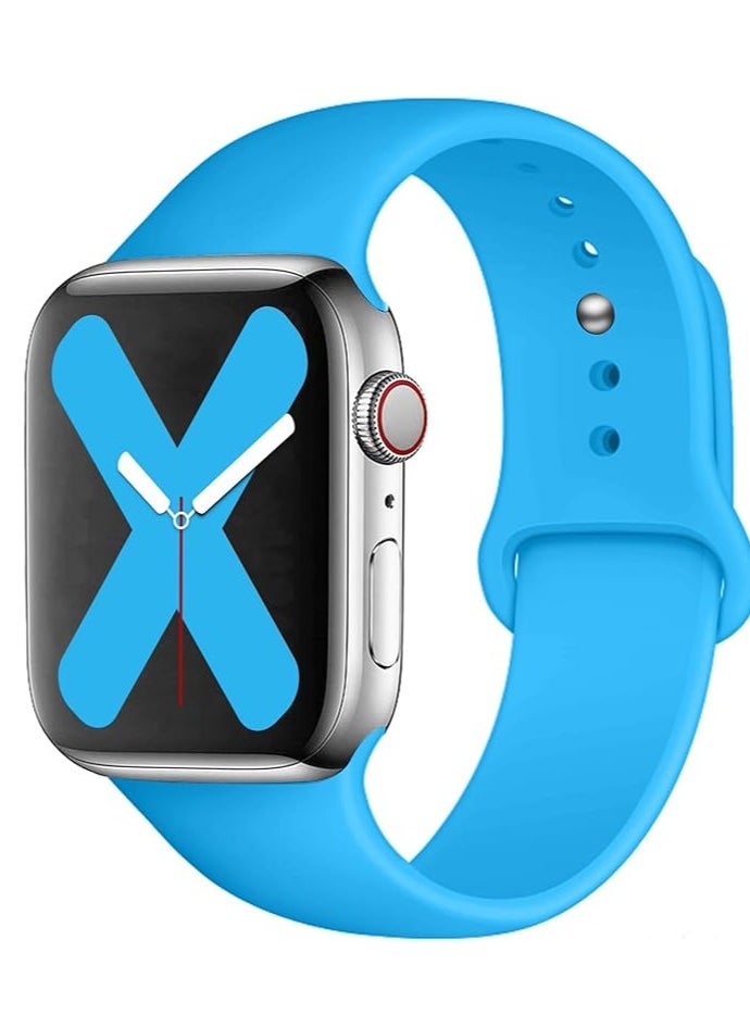 ten.tech - Ten Tech Silicone Sport Band for Apple Watch Ultra/Ultra 2 49mm 45mm 44mm 42mm, Waterproof Soft Silicone Sports Band for iWatch Ultra SE 8/7/6/5/4/3/2/1, light blue - Image 1