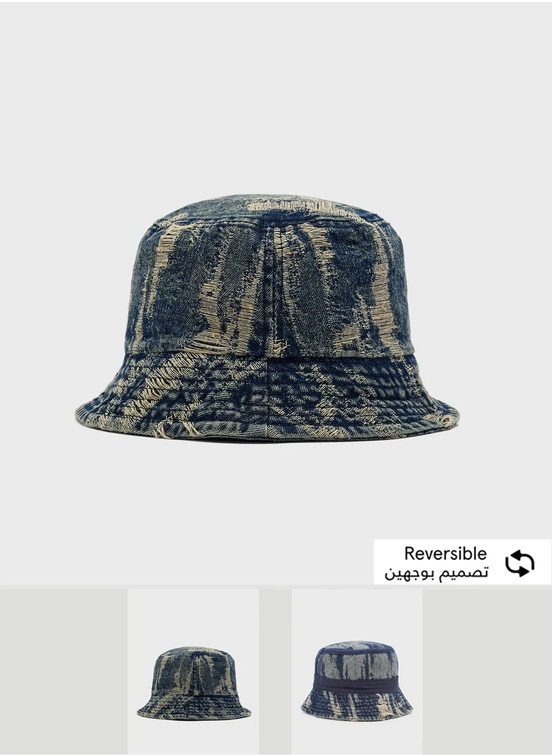 سفنتي فايف Reversible Distressed Denim Bucket Hat