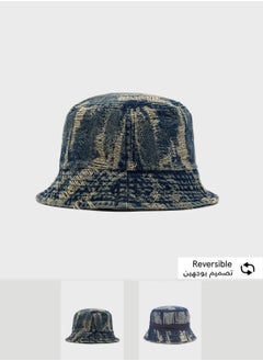 Reversible Distressed Denim Bucket Hat