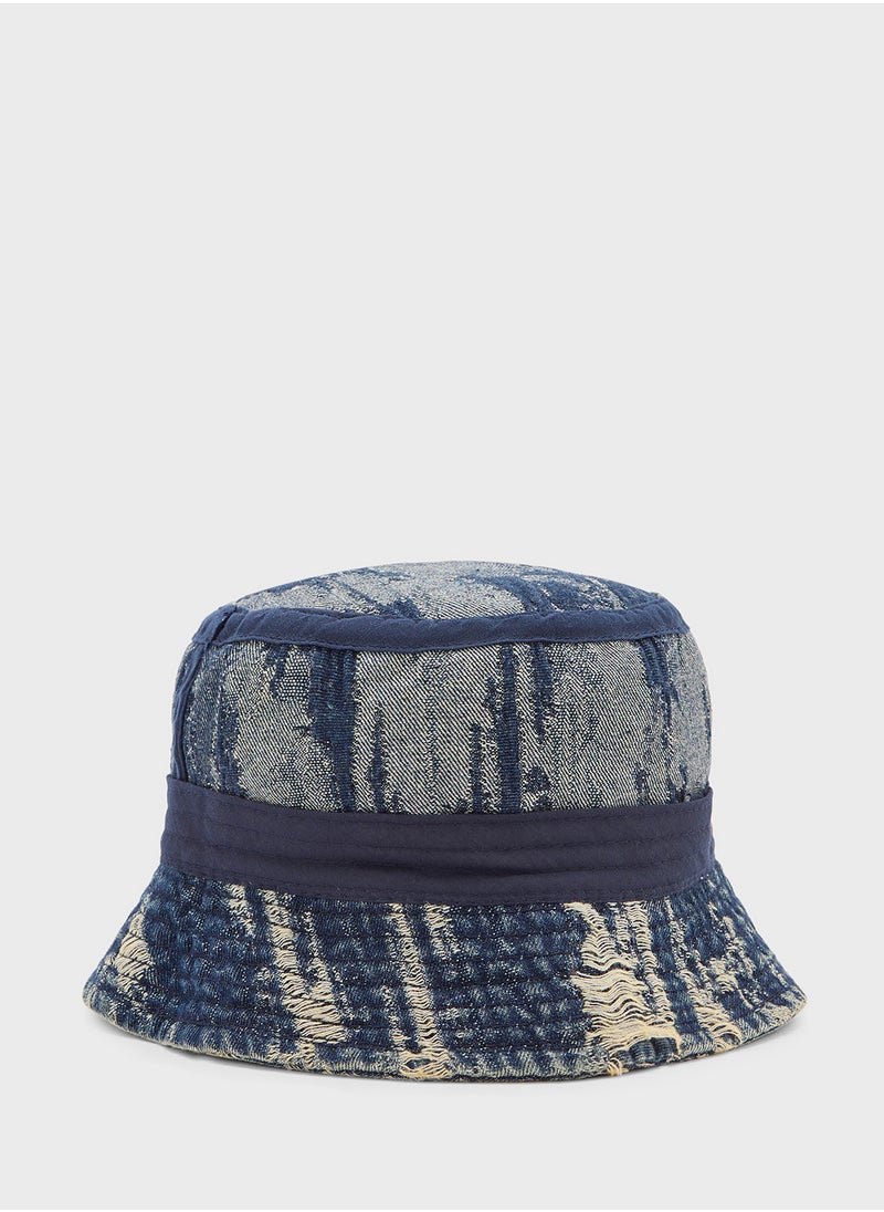 Seventy Five Reversible Distressed Denim Bucket Hat  - Image 4