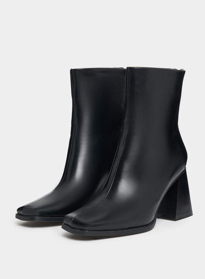 RAID RAID Square Toe Block Heel Leather Boots  - Image 3