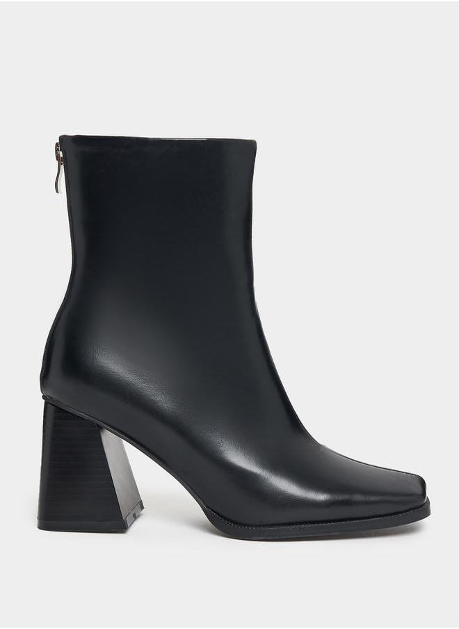 RAID RAID Square Toe Block Heel Leather Boots  - Image 1