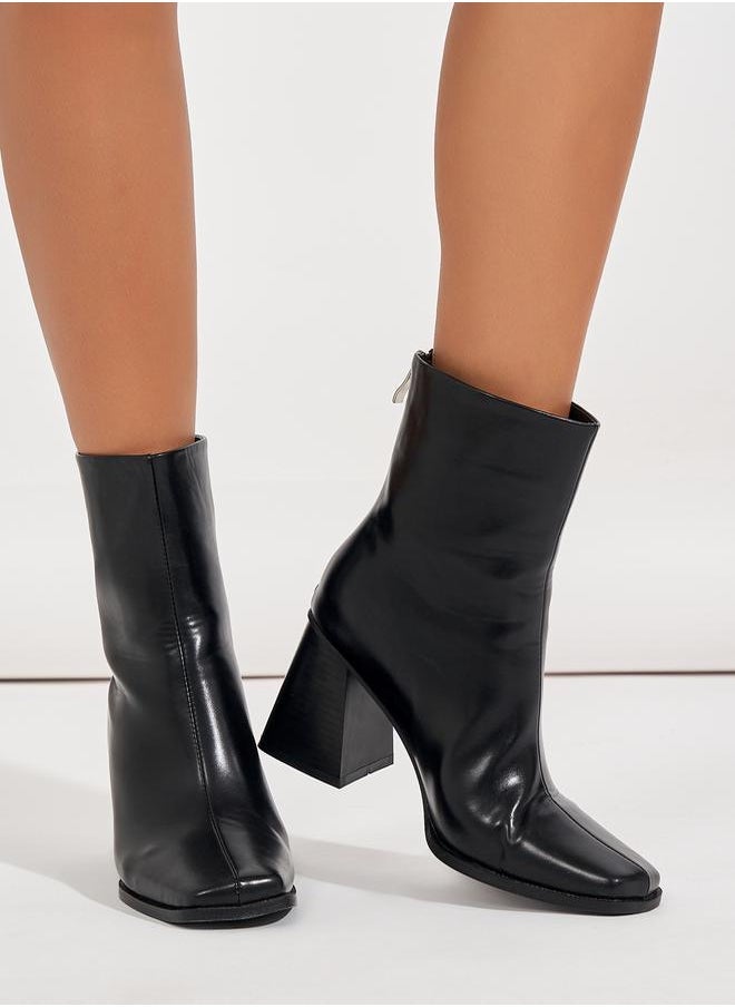 RAID RAID Square Toe Block Heel Leather Boots  - Image 2
