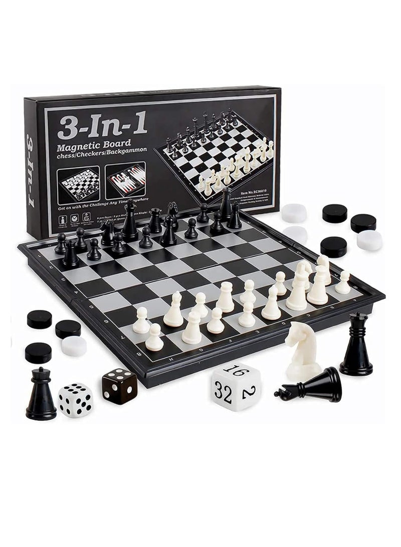 يلا جوي مجموعة شطرنج مغناطيسية 3 في 1 ، 3 في 1 مجموعة من المداخن الشطرنج مع لوحة شطرنج محمولة قابلة للطي (32x32x2cm) ، ألعاب Magnet Board للأطفال والبالغين - Image 1