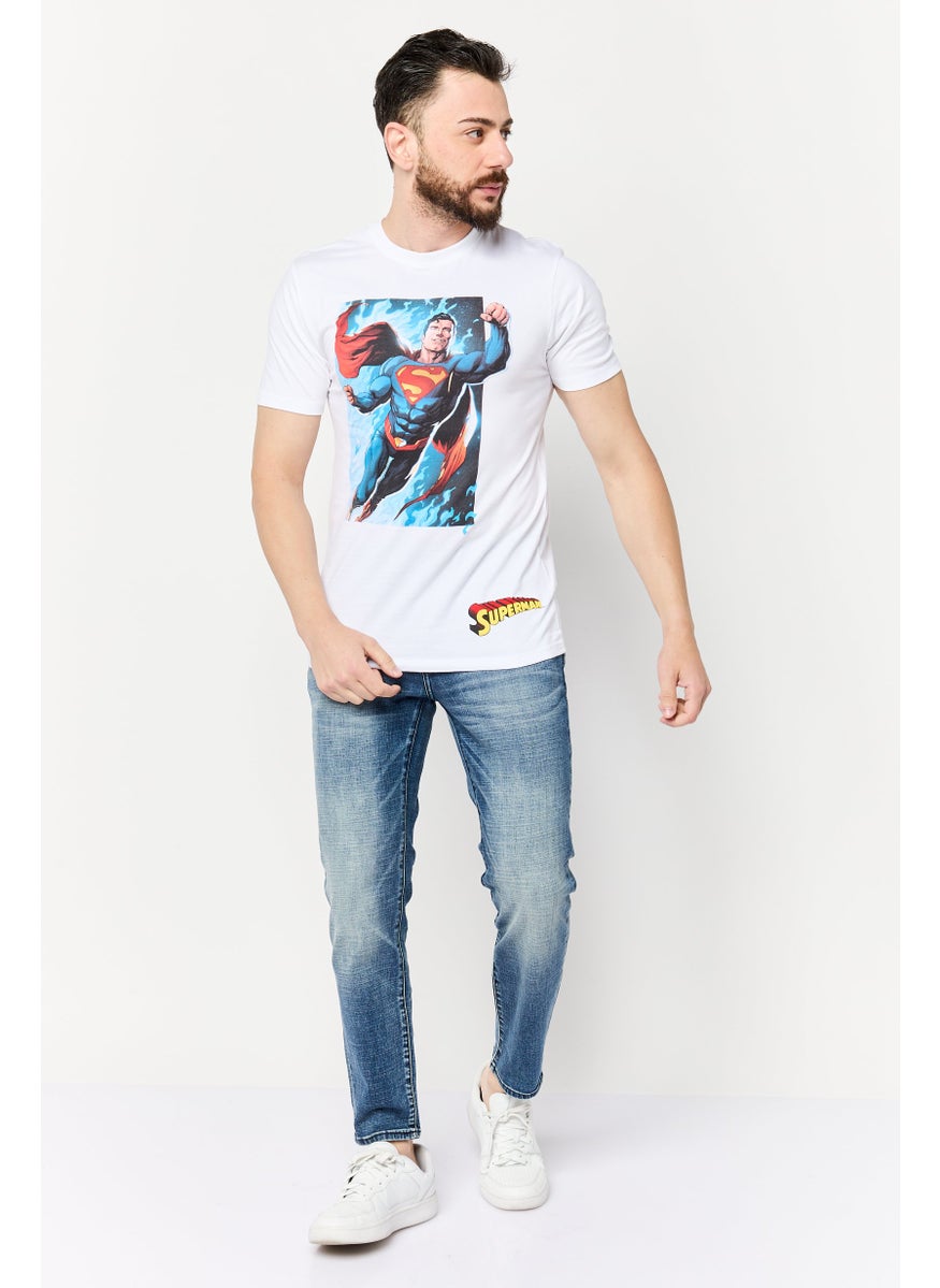 DC Men Superman Crew Neck Short Sleeve Printed T-Shirts, White  - Image 2