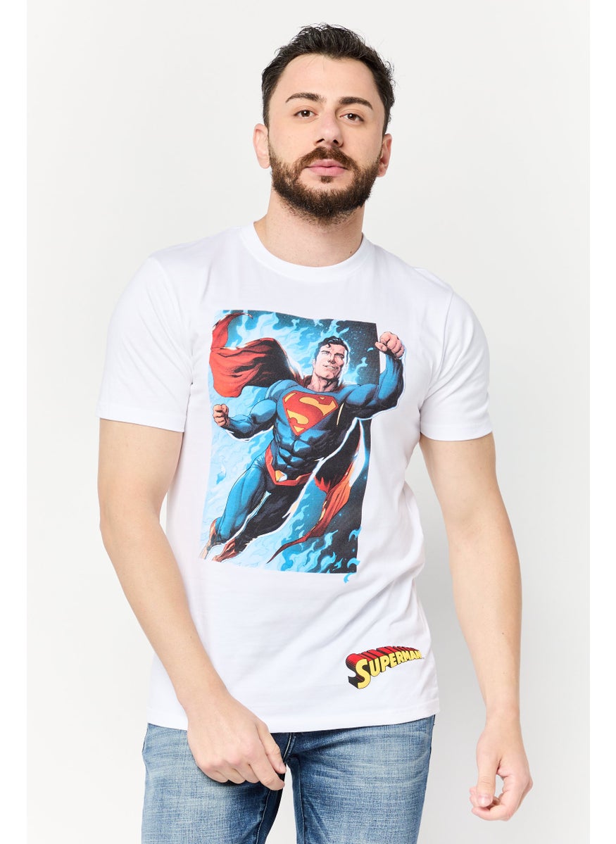 DC Men Superman Crew Neck Short Sleeve Printed T-Shirts, White  - Image 1
