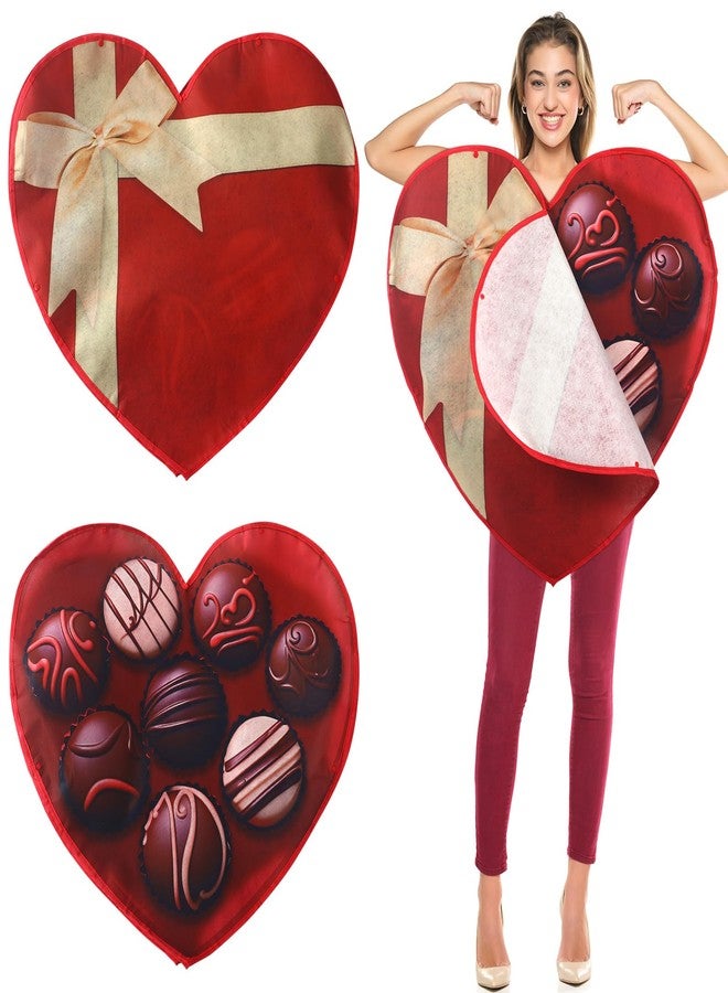 Twistover Box of Chocolates Heart Costume Valentine's Day Costume Chocolate Candy Box Outfit Adult Heart Outfit for Halloween Anniversary Birthday Christmas Party Supplies Favors for Women Men - Image 1