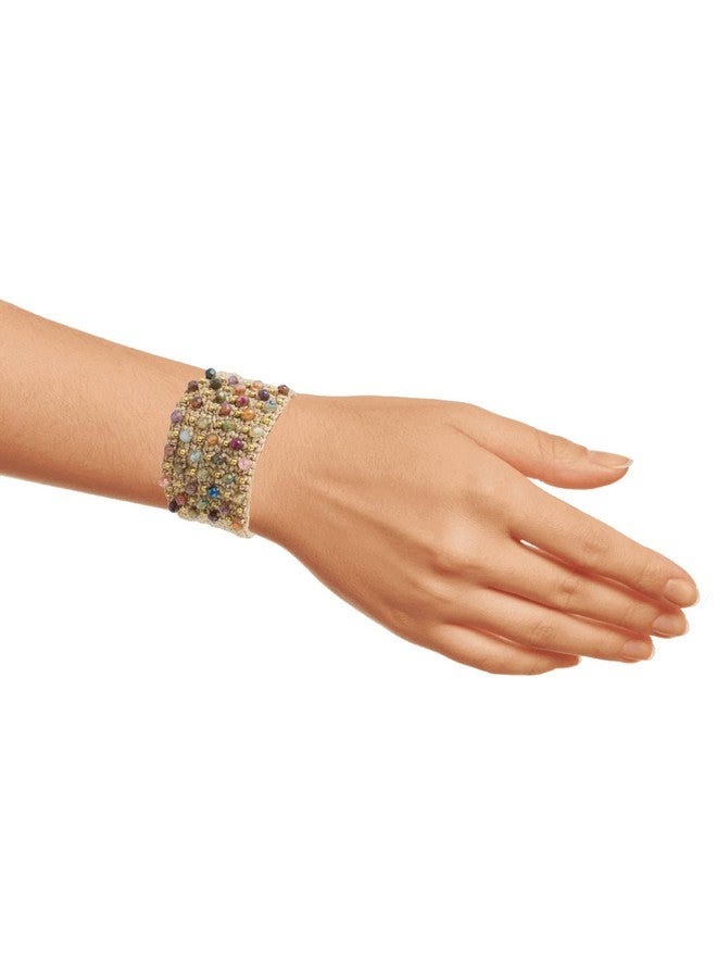 NOVICA Artisan Handmade Agate Wristband Bracelet Crocheted With Multi Color Agates Brass Labradorite Multicolor Beige Grey Beaded Style Thailand 'Life In Pai' - Image 4