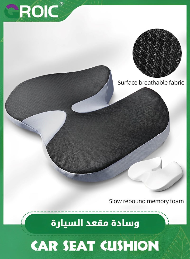 GROIC Wedge Car Seat Cushion for Driving,Seat Cushion with Memory Foam for Enhanced Breathability & Support,Car Cushions for Hip Pain Relief,Sciatica Pain Relief Pillow,Tailbone Pain Relief Cushion - Image 2