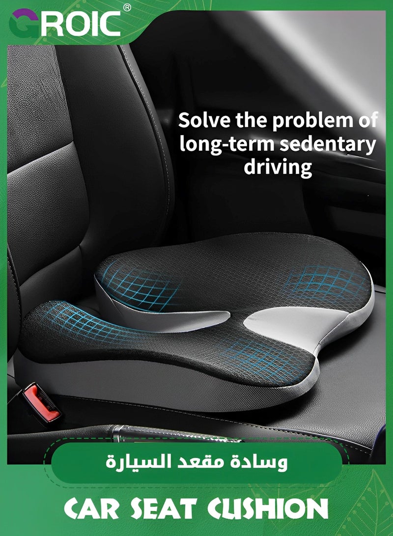 GROIC Wedge Car Seat Cushion for Driving,Seat Cushion with Memory Foam for Enhanced Breathability & Support,Car Cushions for Hip Pain Relief,Sciatica Pain Relief Pillow,Tailbone Pain Relief Cushion - Image 3