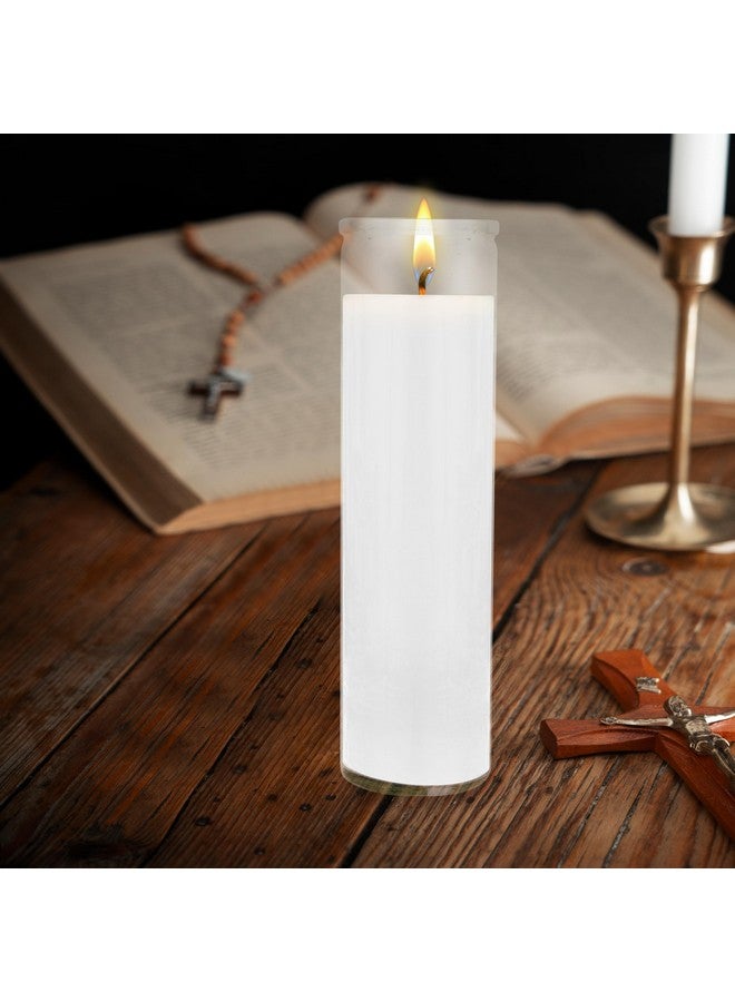 Mega Candles 6 pcs Unscented White 7 Day Glass Container Devotional Prayer Candles, Premium Wax Candle 2 Inch x 8 Inch, Great for Sanctuary, Vigils, Prayers, Blessings, Religious, Memorials - Image 2