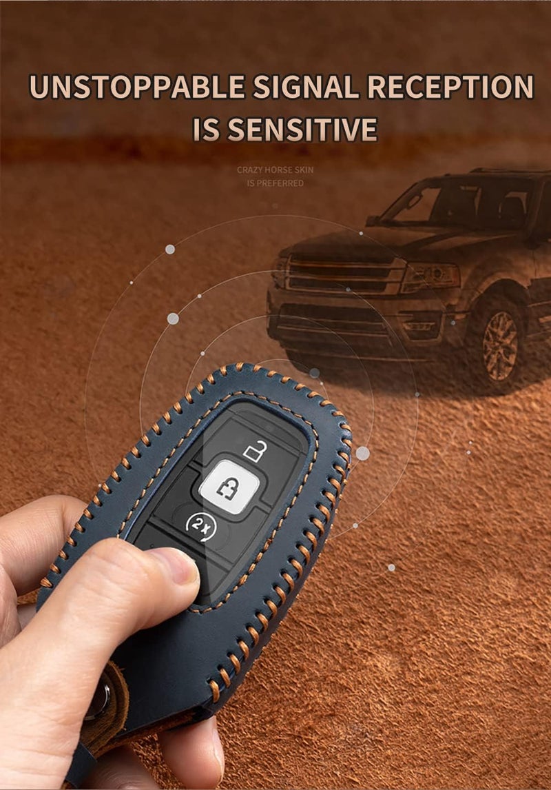 SANRILY Handmade Leather Key Fob Cover for Lincoln - Image 4