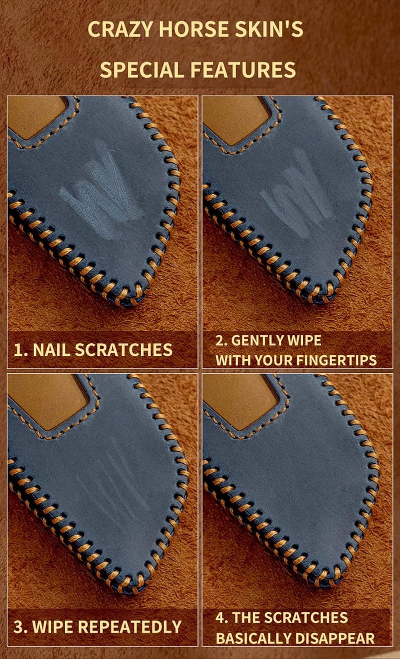 SANRILY Handmade Leather Key Fob Cover for Lincoln - Image 5